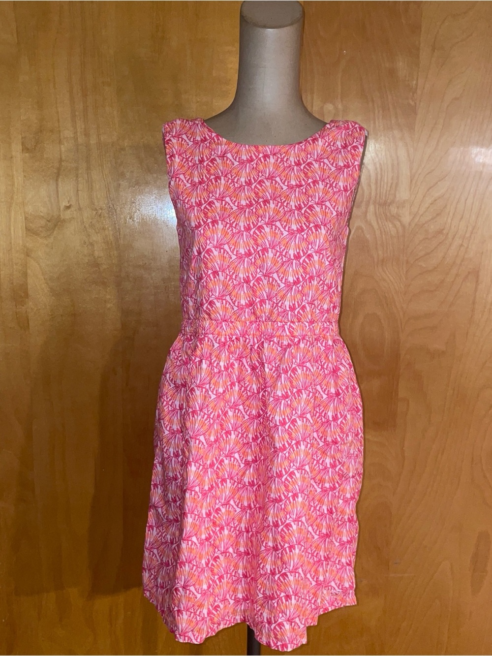 Vineyard Vines Pink Patterned Sleeveless Fit-and-Flare Dress